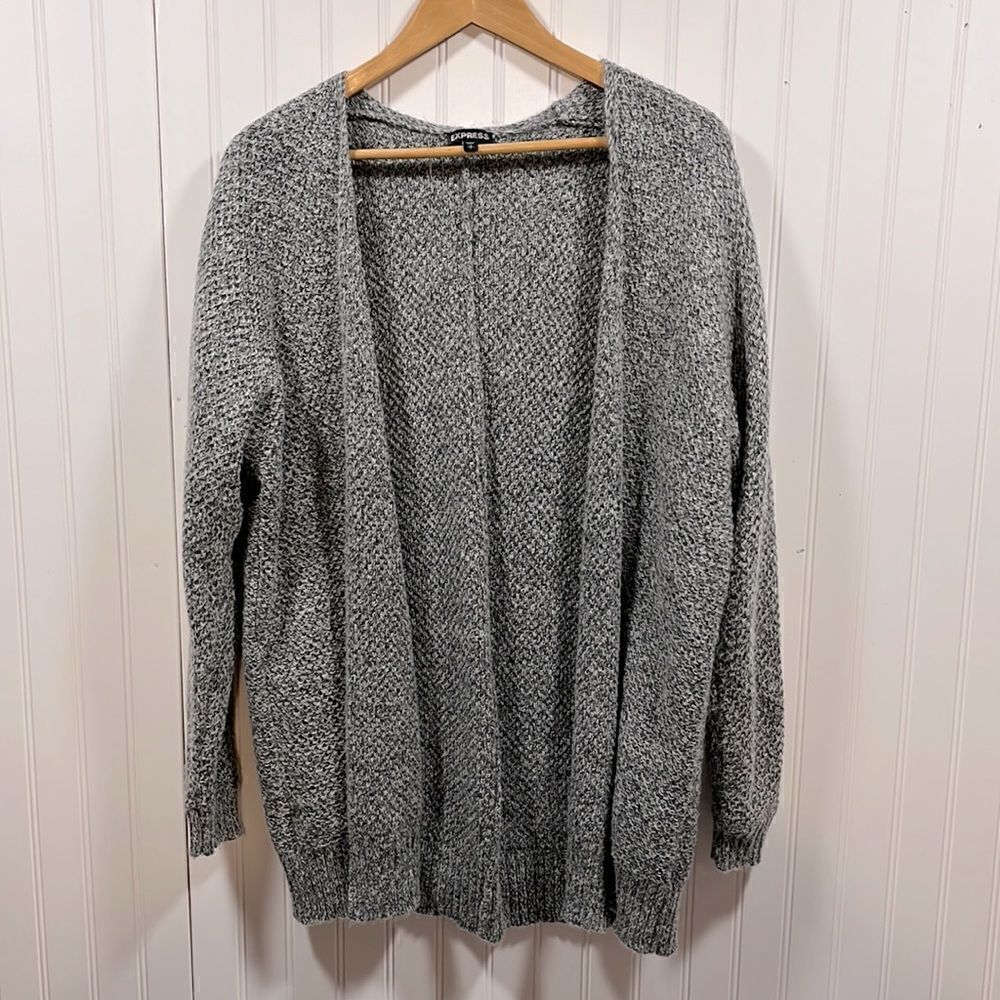 Express gray open warm knit cardigan